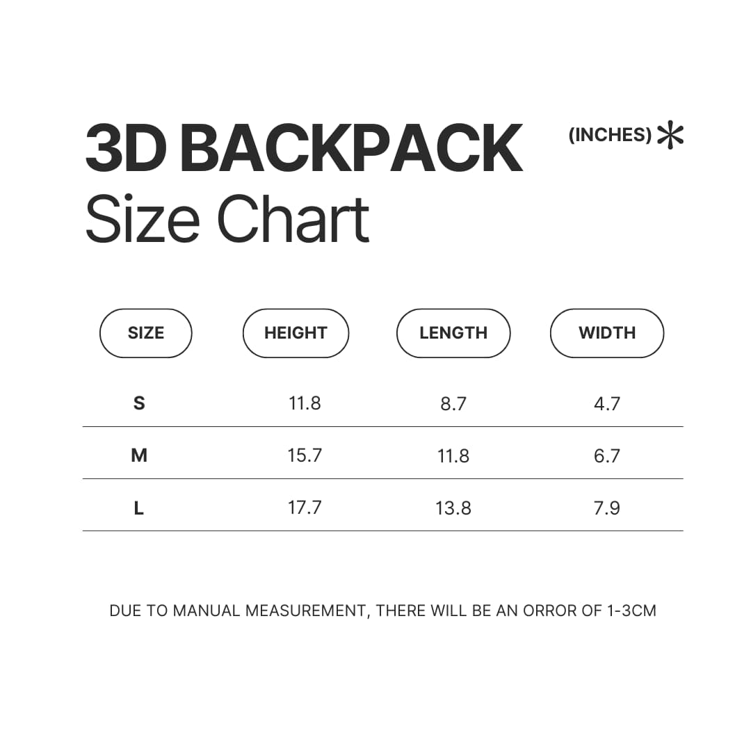 3D Backpack Size Chart - Parasyte Store