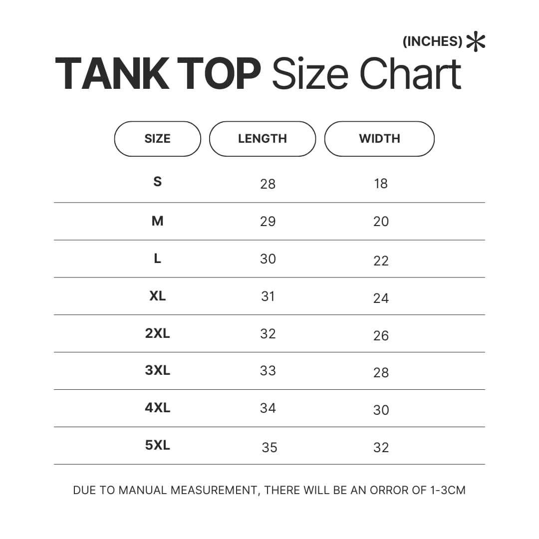 Tank Top Size Chart - Parasyte Store