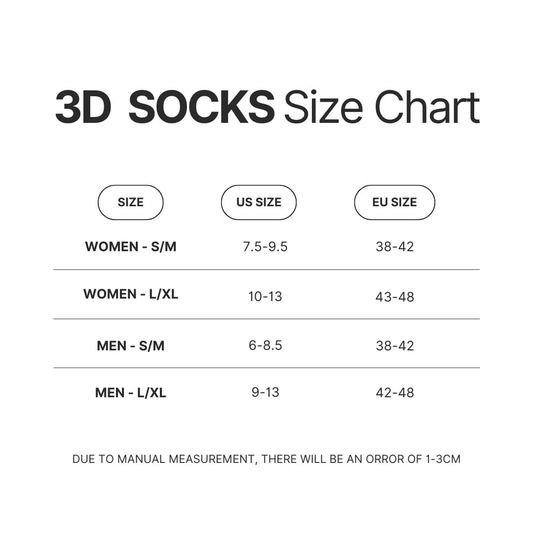 3D Socks Size Chart - Parasyte Store