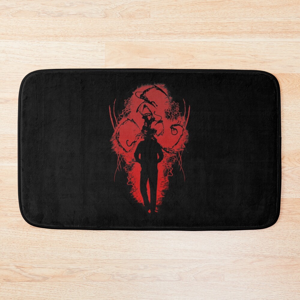 Not A Human Red Abstract Bath Mat